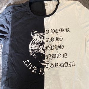 Inc black and white t shirt.